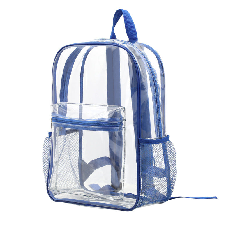 Classic clear PVC backpack in royal blue