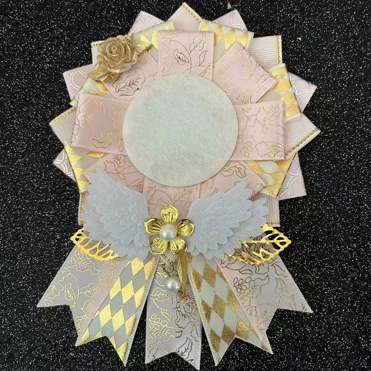 Lace rosette badge base – Pink