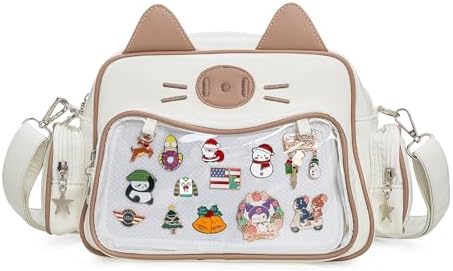 Siamese cat ita bag in white with brown ears