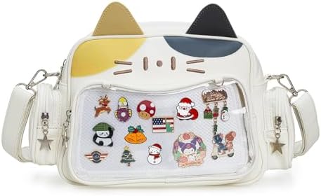 Calico cat ita bag with clear window pin display