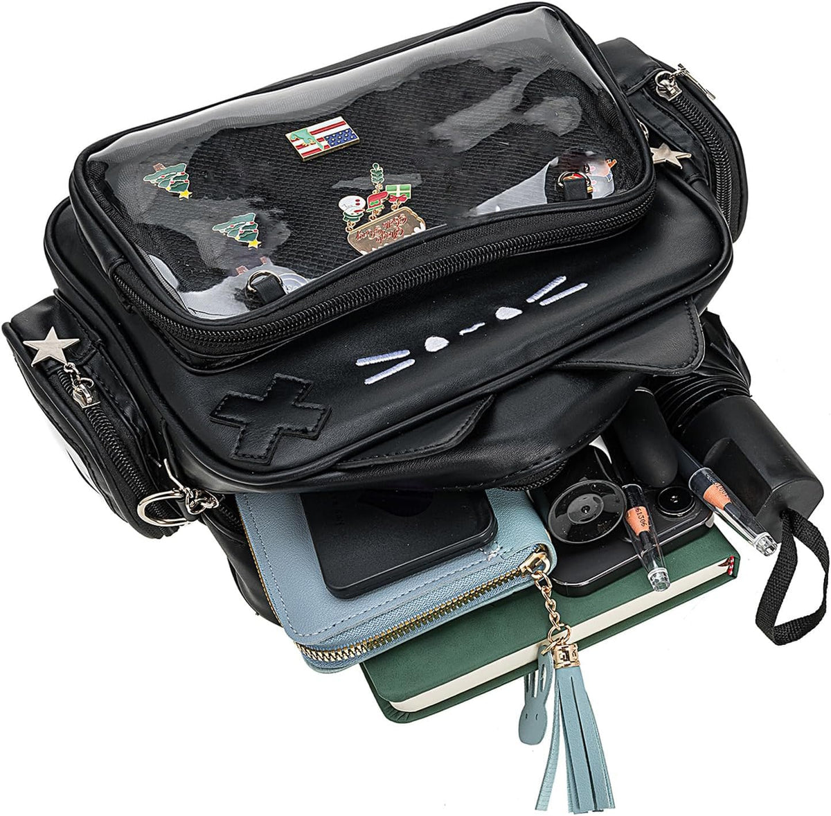 Cat ita bag front, back, bottom and side views