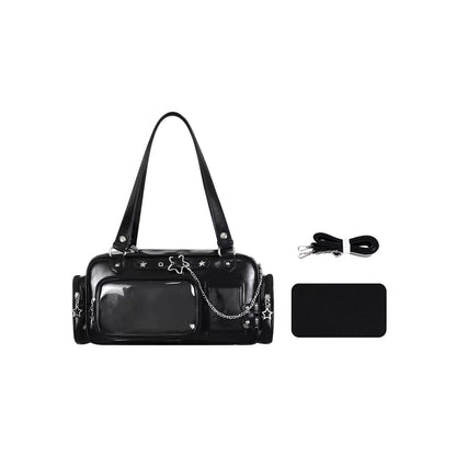 Black ita Boston bag with insert and crossbody strap