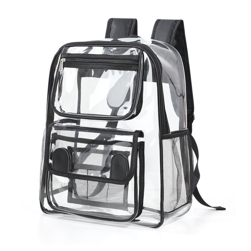 Black clear PVC backpack front view