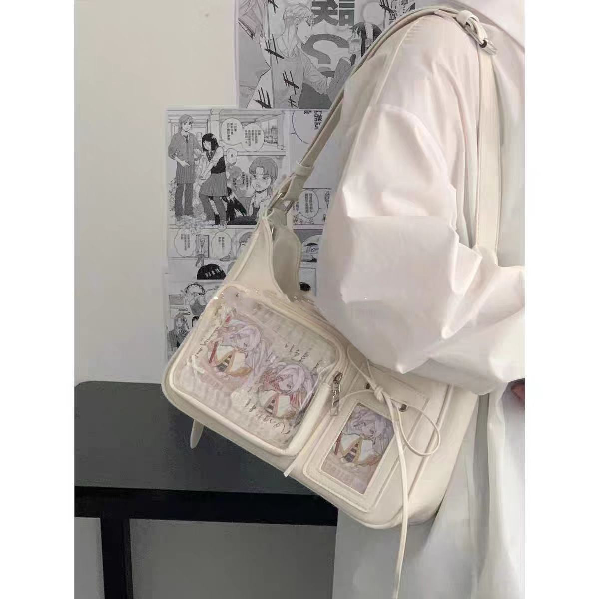 Cream white ita photocard underarm bag