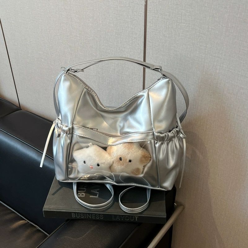 Silver ita hobo bag with bows