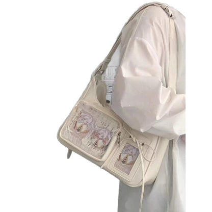 Cream white ita photocard underarm bag side view