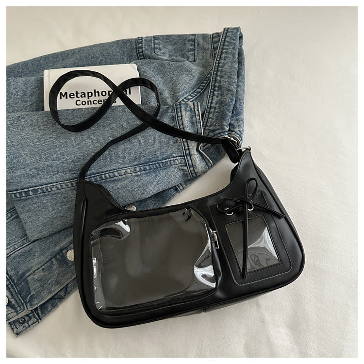 Black Y2K ita underarm bag with bow