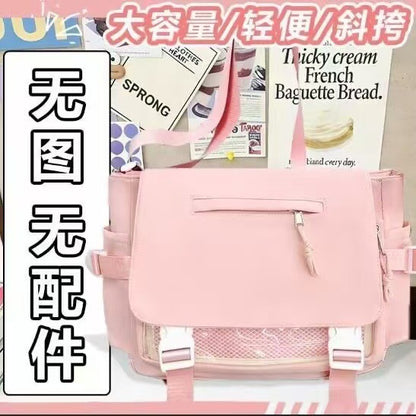 Pink ita flap messenger bag