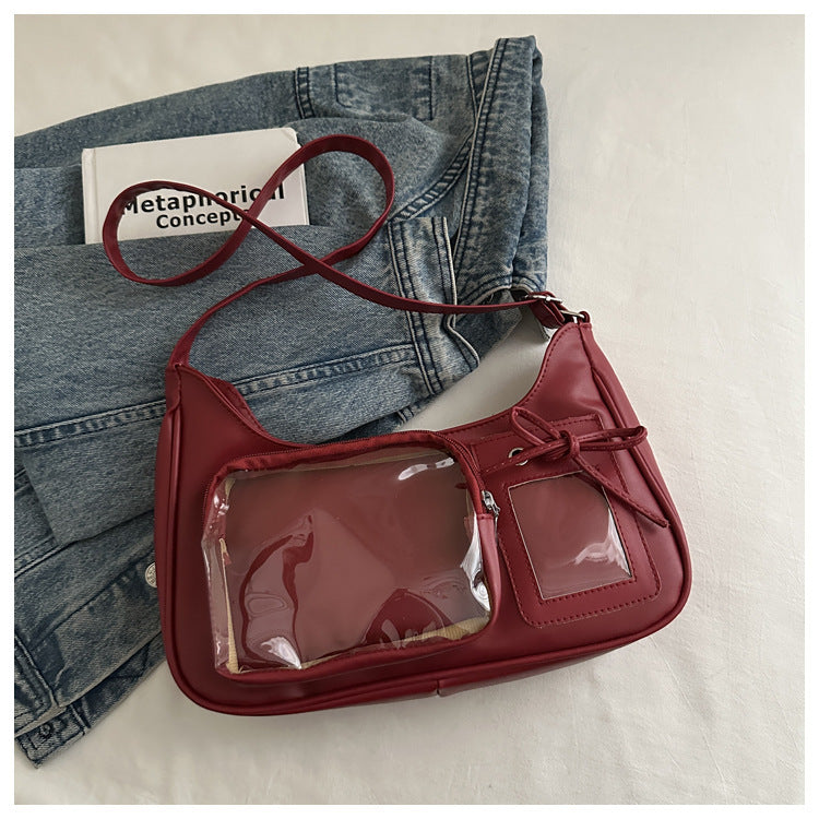 Red Y2K ita underarm bag with bow