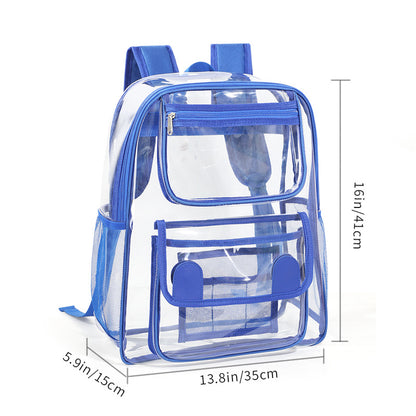 Deluxe clear PVC backpack in royal blue