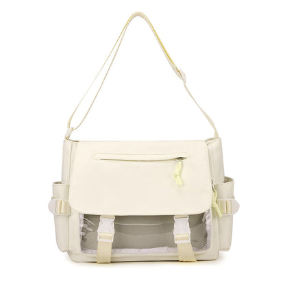 White ita flap messenger bag