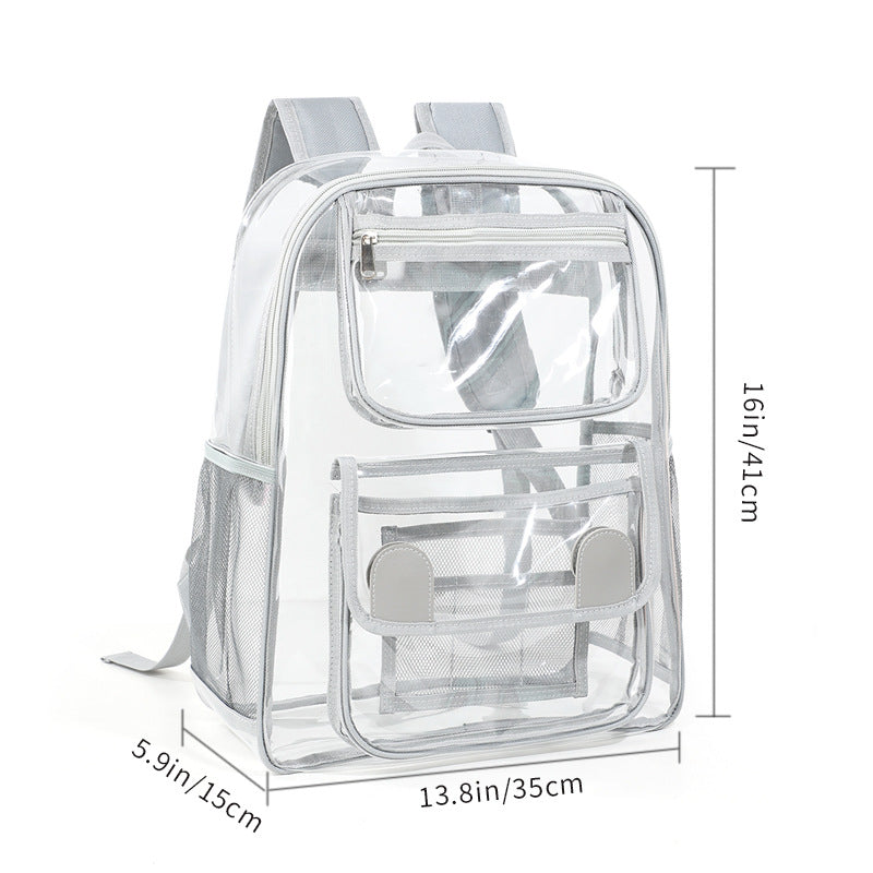 Deluxe clear PVC backpack in gray