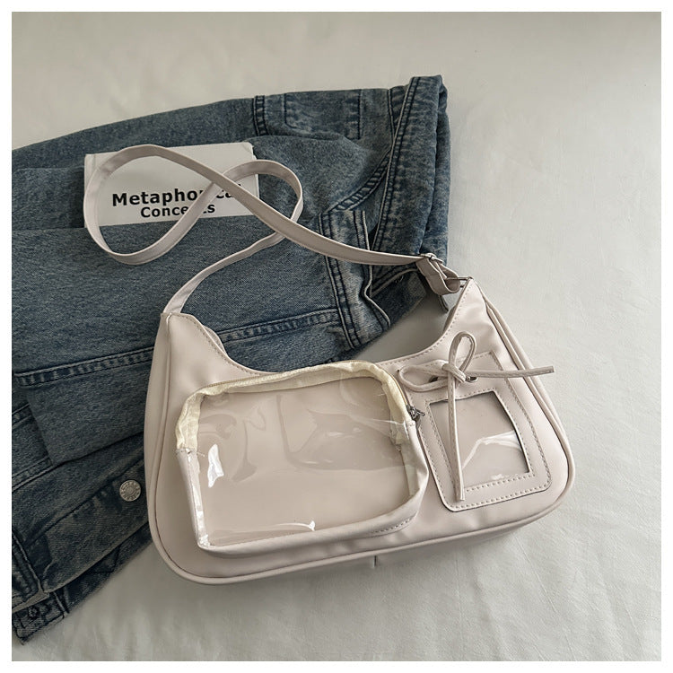Cream white Y2K ita underarm bag with bow