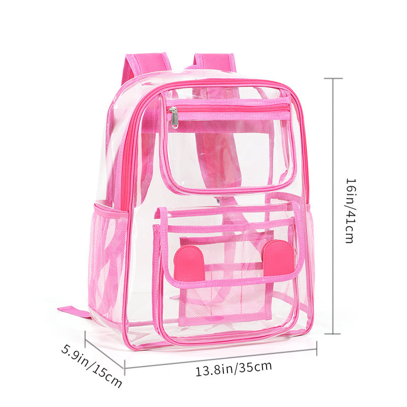 Deluxe clear PVC backpack in rose pink