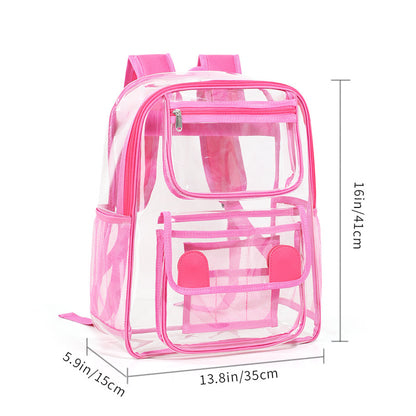 Deluxe clear PVC backpack in rose pink