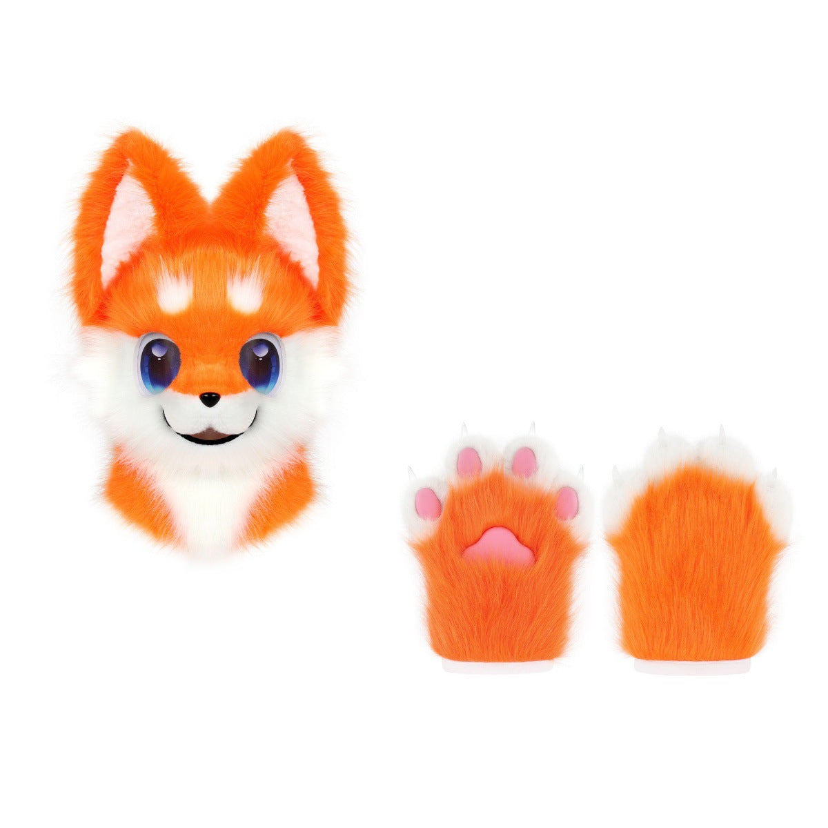 Kemono Dog Fursuit Partial – Orange & White / Head + Paws