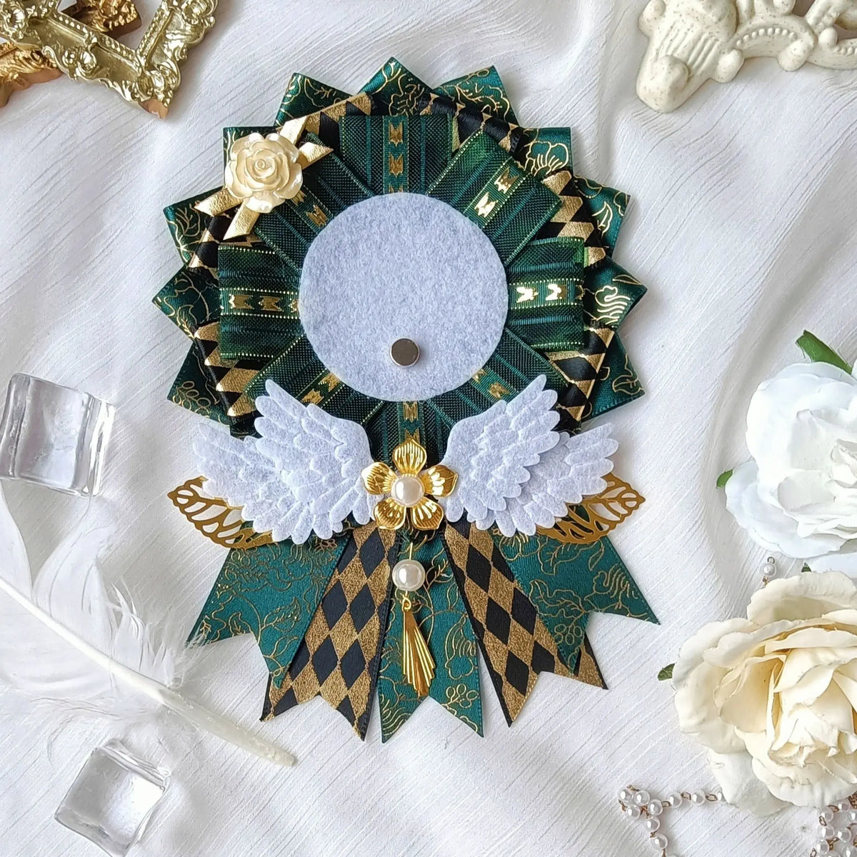 Lace rosette badge base – Green