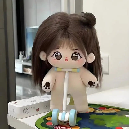 Long-hair cotton doll – brown hair