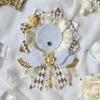 Lace rosette badge base – Rice White