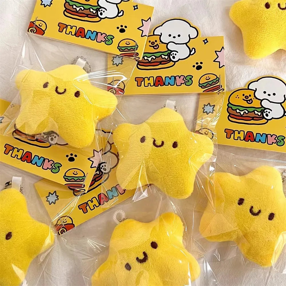Yellow plush star keychain – 5 pcs
