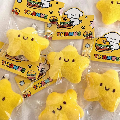 Yellow plush star keychain – 5 pcs