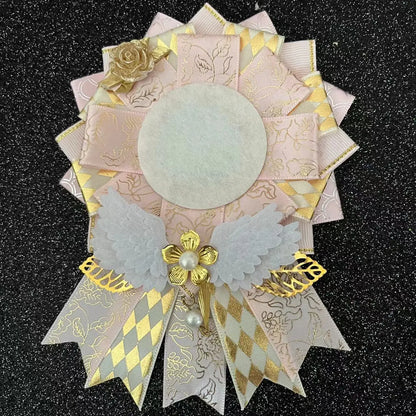 Lace rosette badge base – Pink