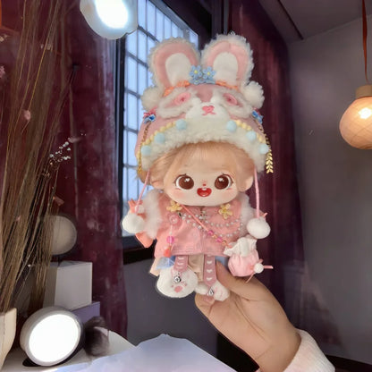 Long-hair cotton doll – pink hair