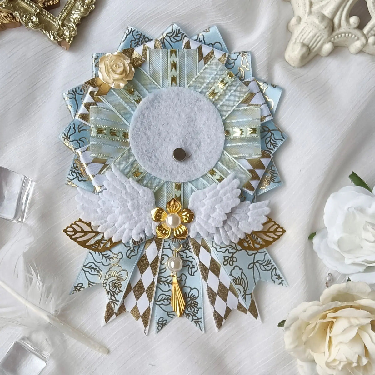 Lace rosette badge base – Light Blue