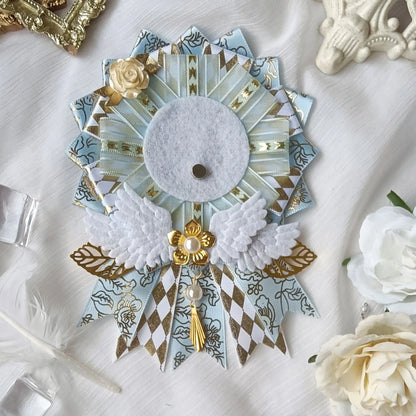 Lace rosette badge base – Light Blue
