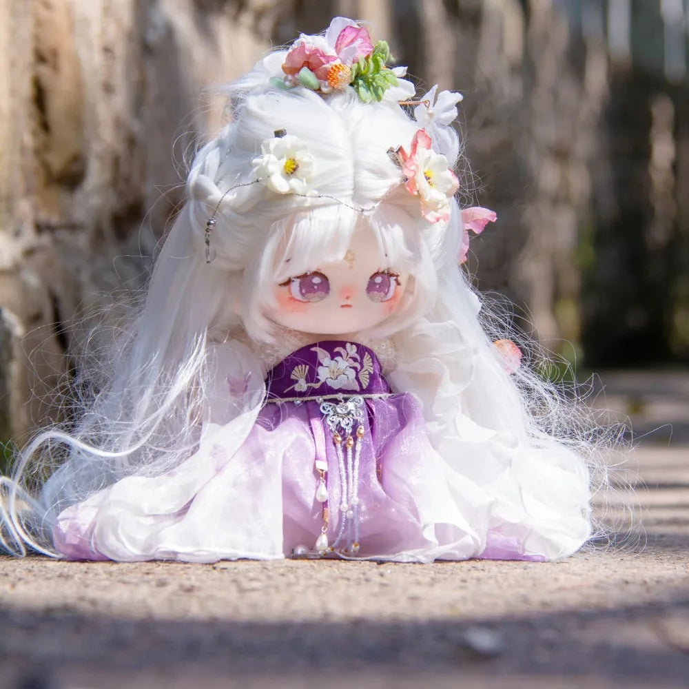 Long-hair cotton doll – white hair