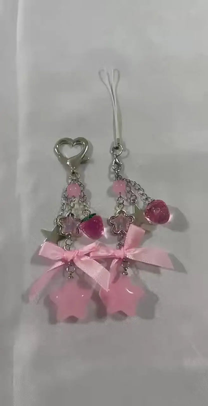 Y2K star and bow keychain charms – photo 1