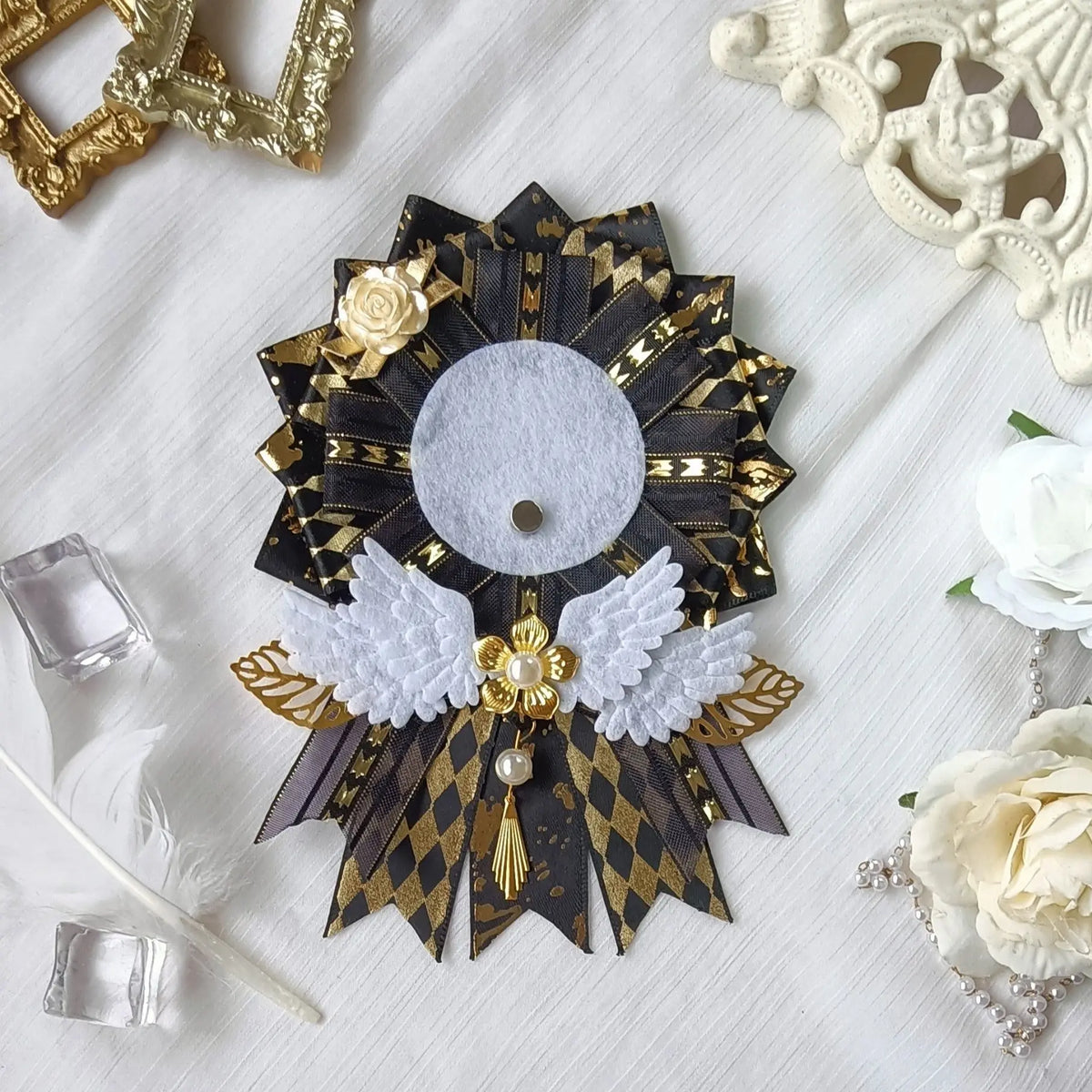 Lace rosette badge base – Black